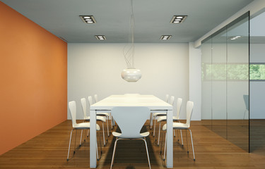 modernes Esszimmer orange