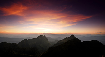 Panorama mountain sunset in Thailand for background design