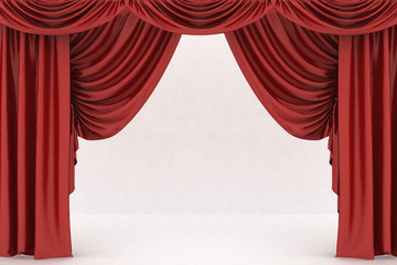 Open red theater curtain, background