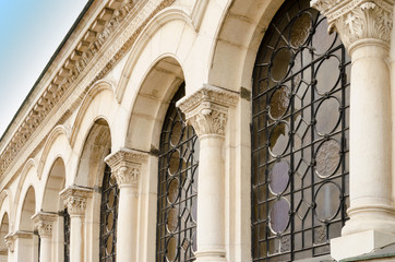 A series of arches of the Alexander Nevsky Cathedral, Sofia, Bul