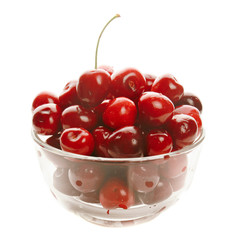 Sweet cherries in glass ware