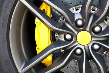 Close up of rims from a sport car