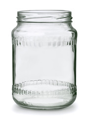 Open empty glass jar