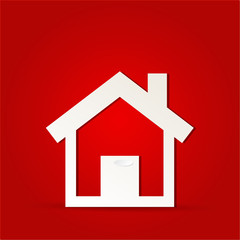 Fototapeta na wymiar House icon design with isolated on red