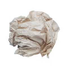 crumpled recycled paper ball isolated on a white background