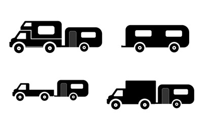 Camping-car en 4 icônes