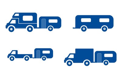 Camping-car en 4 icônes	