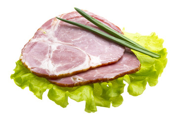 Bacon with salad leaves