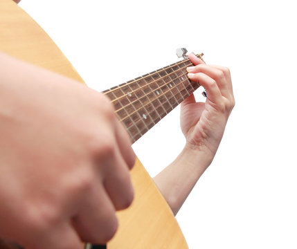 hand playing guitar