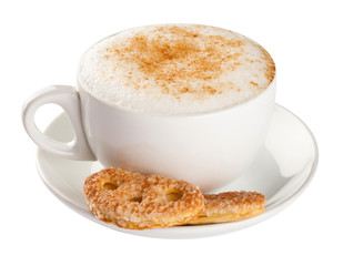 Cappuccino, coffee cup isolated on white