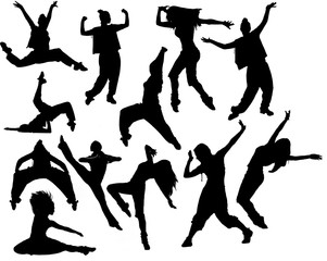 Set of dancing girls