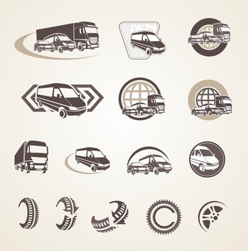 Set of vintage transport icons