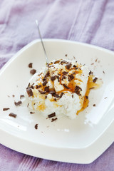 cottage cheese with honey and chocolate