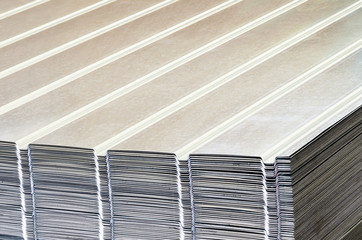 Stack of corrugated steel sheet