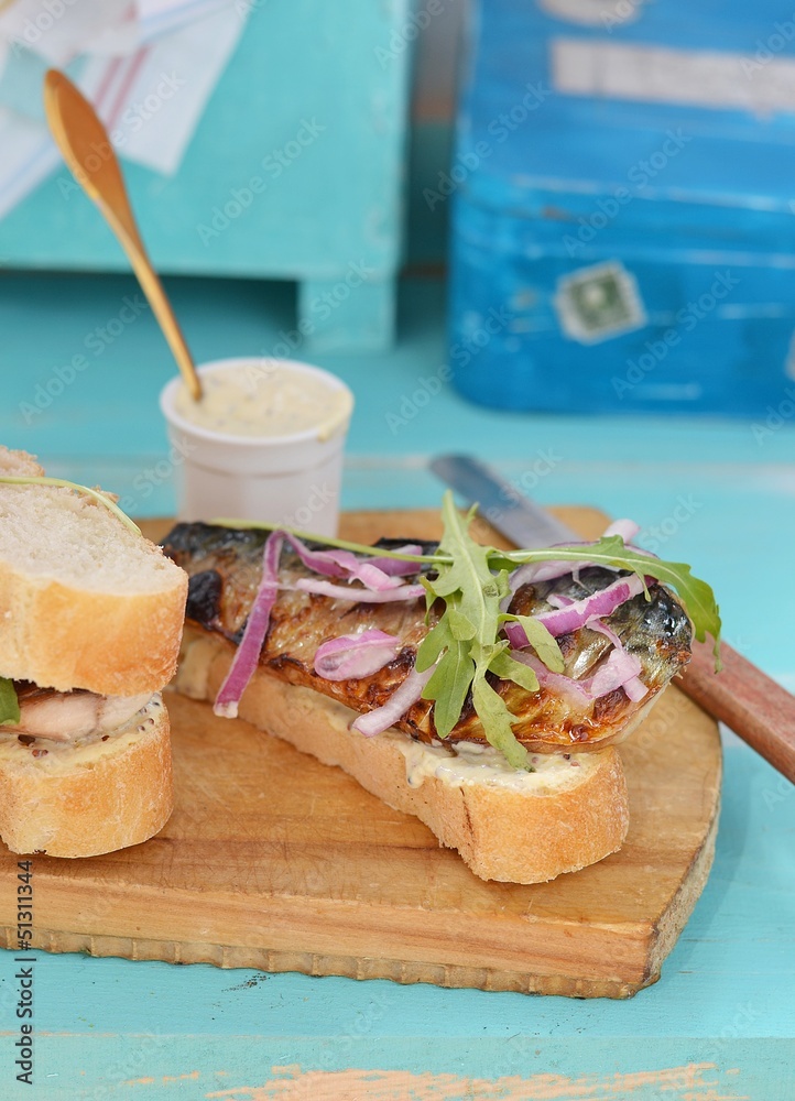 Poster mackerel sandwich