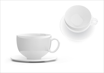 White cup on white background