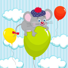 Plakat mouse on balloon