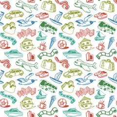 Travel And Rest Seamless Pattern Vector