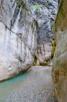 Goynuk canyon. Beautiful mountain river with pure water in canyon. Antalya, Turkey