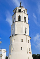 Fototapeta na wymiar Belfry near Vilnius Cathedral Basilica