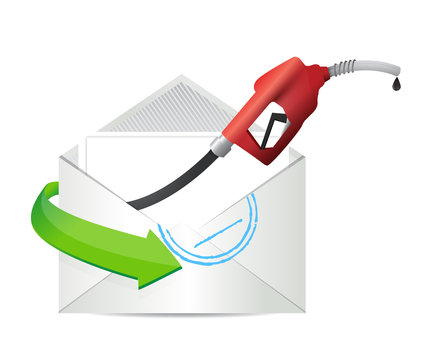 envelope with a gas pump nozzle