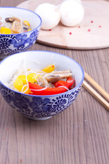 Dish with chinese vermicelle and mixed pepper