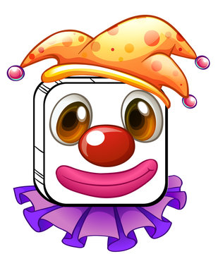 A square clown face