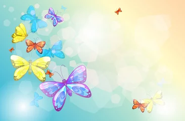 Fototapete Schmetterling Ein leeres Briefpapier mit Schmetterlingen
