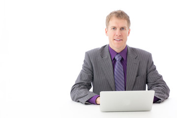 a young businessman on white background