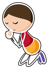 A girl kneeling while praying