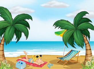 A girl relaxing at the beach