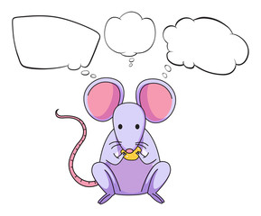 A mouse eating cheese with empty callouts