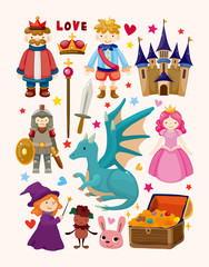 set of fairy tale element icons