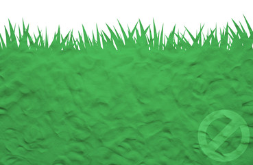 Label icon on plasticine grass - obrazy, fototapety, plakaty