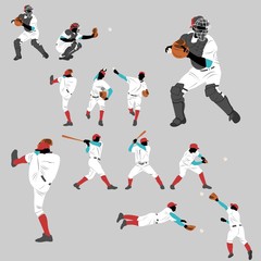 Baseball action play home run lots of pose and position action - 51318124