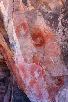 Cave paintings in the Cueva de las Manos, Patagonia, Argentina