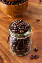 Glass jar with coffee beans