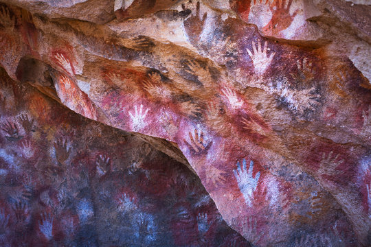 Cave paintings in the Cueva de las Manos, Patagonia, Argentina