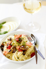 Capellini Pasta with Salmon and Vegetables