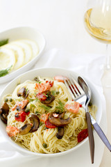 Capellini Pasta with Salmon and Vegetables