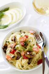 Capellini Pasta with Salmon and Vegetables