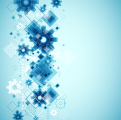 Vector abstract background with blue cogwheels.