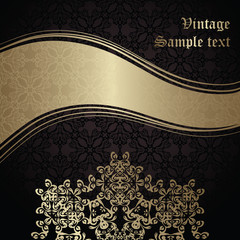 Vintage damask seamless background with a ribbon