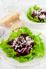 beet with cheese and lettuce