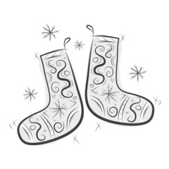 Sketch of cute felt boots for your design