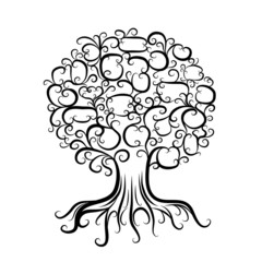 Ornamental tree with roots for your design