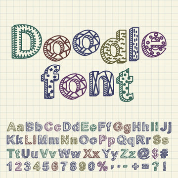 Abstract Doodle Font. Vector Illustration.