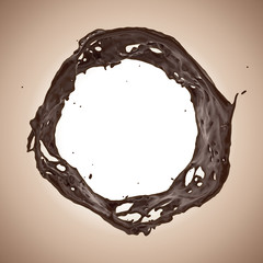 3d round liquid chocolate splashing frame border