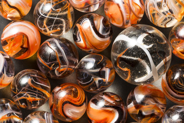 Orange Black White Swirl Marbles