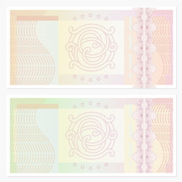 Gift Voucher (coupon) template with border, guilloche pattern